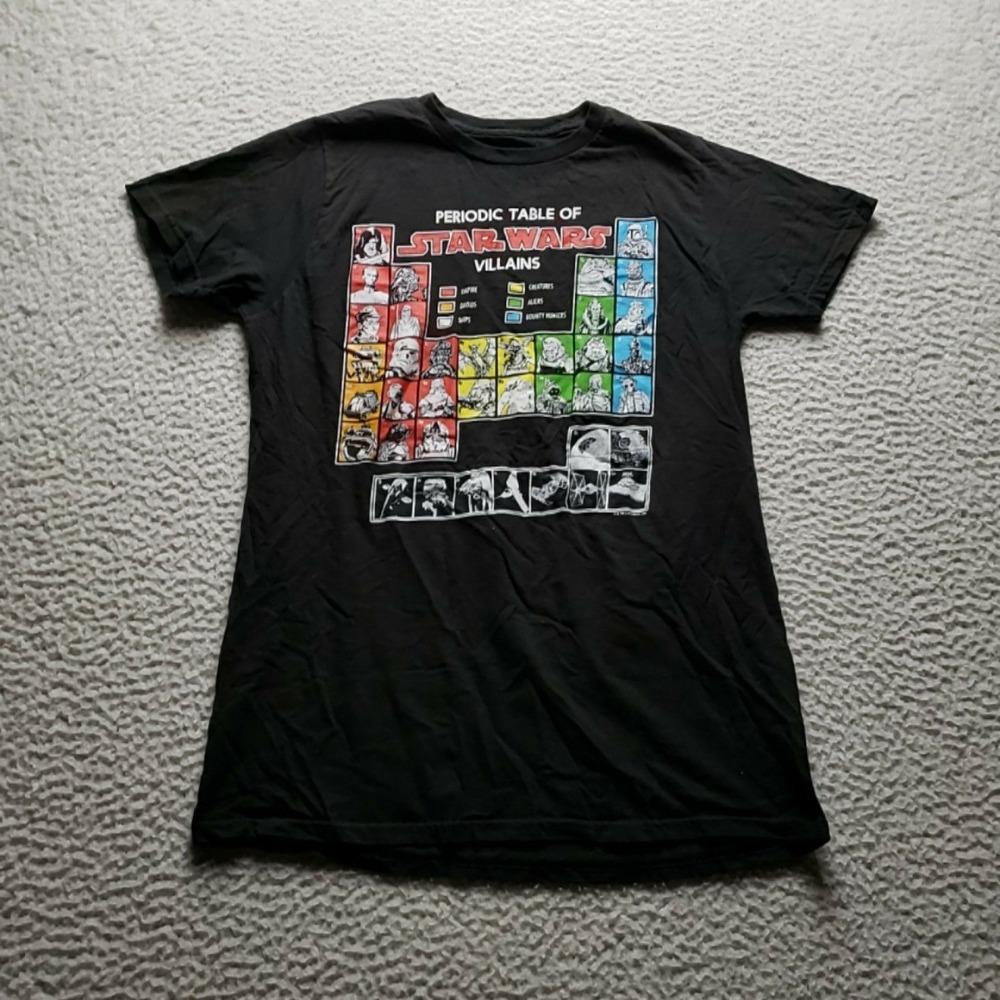 Fifth Sun Shirt Mens Small Black Star Wars Periodic Table Villains Graphic Tee